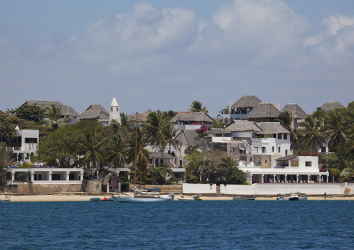 Luxury villas and stone townhouses view from the sea, Lamu County, Shela, Kenya