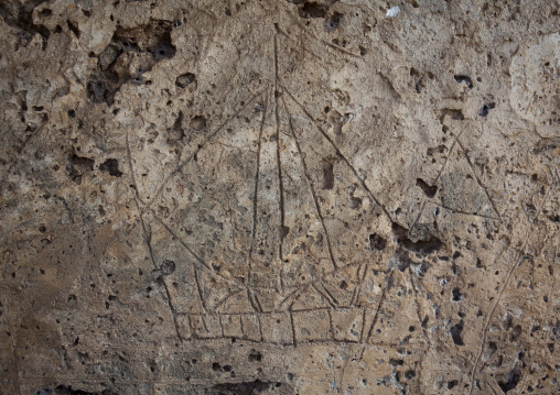 Drawings carved on Takwa ruins, Lamu County, Manda island, Kenya