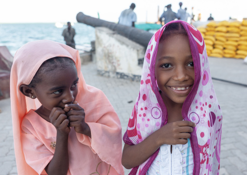Muslim grls with colorful veils, Lamu County, Lamu, Kenya