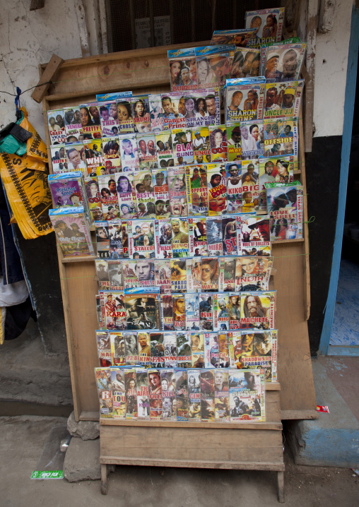 Dvd movies stall in a street, Lamu County, Lamu, Kenya
