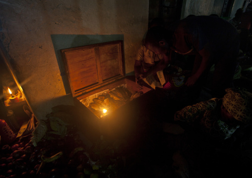 Dried fishes for sale in the night market, Lamu County, Lamu, Kenya