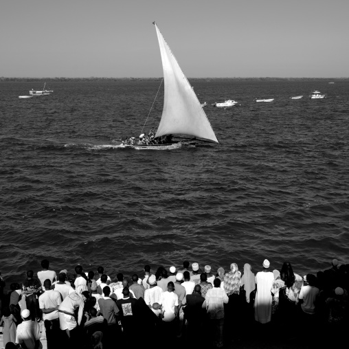 Dhow sailing on indian ocean, Lamu County, Lamu, Kenya