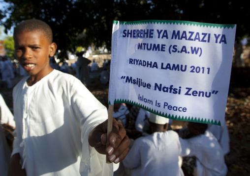 Muslim procession during Maulid festival, Lamu County, Lamu, Kenya