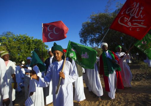 Muslim people celebrating the Maulid festival, Lamu County, Lamu, Kenya