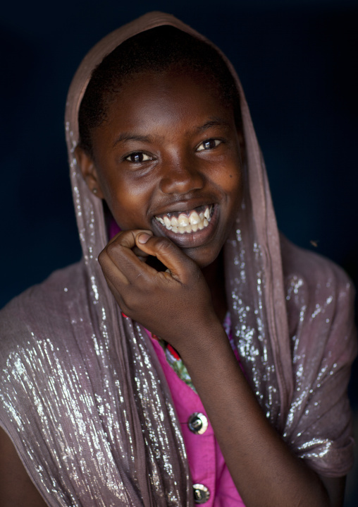 Portrait of a smiling swahili girl, Lamu County, Lamu, Kenya