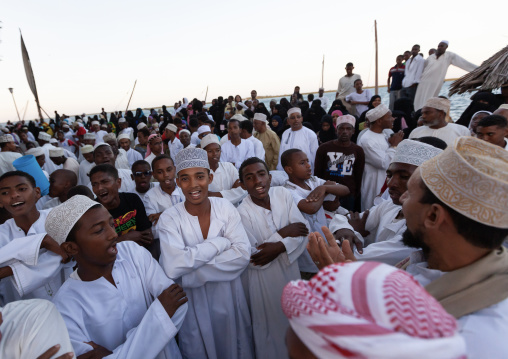 Muslim men celebrating the Maulid festival, Lamu County, Lamu, Kenya
