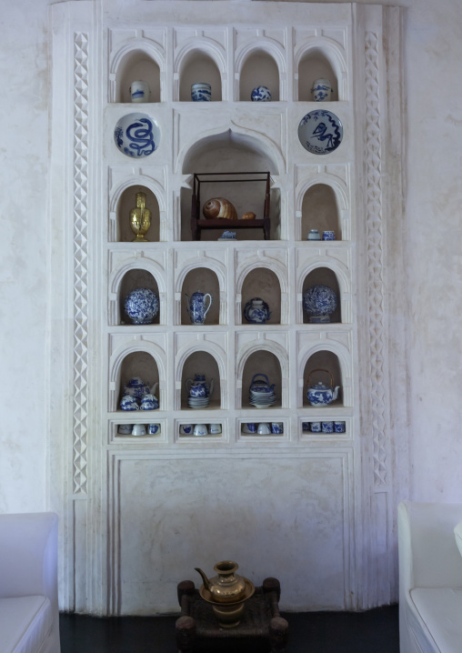 Carved plasterwork in a swhahili house, Lamu County, Lamu, Kenya