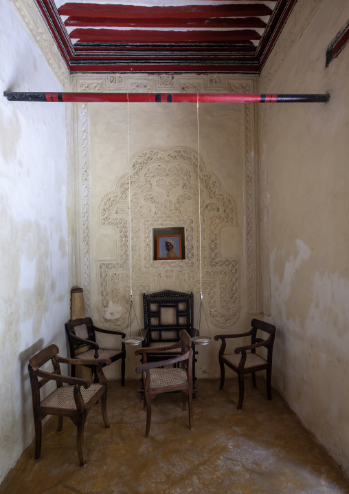 Carved plasterwork in a swhahili house, Lamu County, Lamu, Kenya
