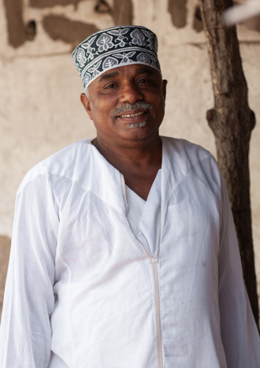 Portrait of a muslim man in traditional clothing, Lamu County, Lamu, Kenya