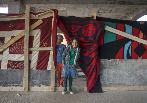 Yezidi Refugees Children Displaced From Sinjar Living In An Under Construction Building, Duhok, Kurdistan, Iraq