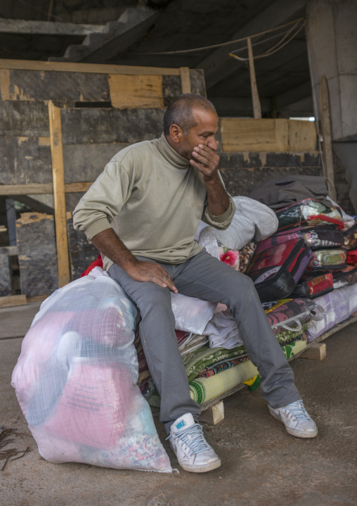 Yezidi Refugee Man Displaced From Sinjar Living In An Under Construction Building, Duhok, Kurdistan, Iraq