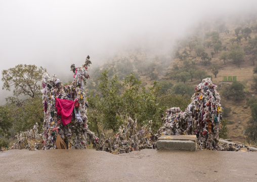 Pieces Of Material  Attached To Branches By Yezedis On A Fertility Tree, Lalesh Temple, Kurdistan, Iraq