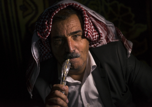 Yezedi Refugee From Sinjar Smoking, Duhok, Kurdistan, Iraq