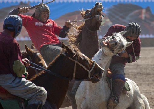 Men Competing In A Horse Game For National Day, Bishkek, Kyrgyzstan