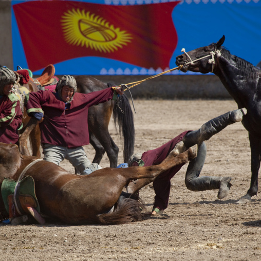 Men Competing In A Horse Game For National Day, Bishkek, Kyrgyzstan