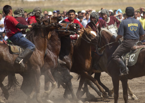 Men Competing In A Horse Game For National Day, Bishkek, Kyrgyzstan