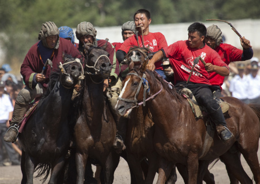 Men Competing In A Horse Game For National Day, Bishkek, Kyrgyzstan