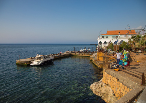 Lebanese man fishing in the corniche, Beirut Governorate, Beirut, Lebanon