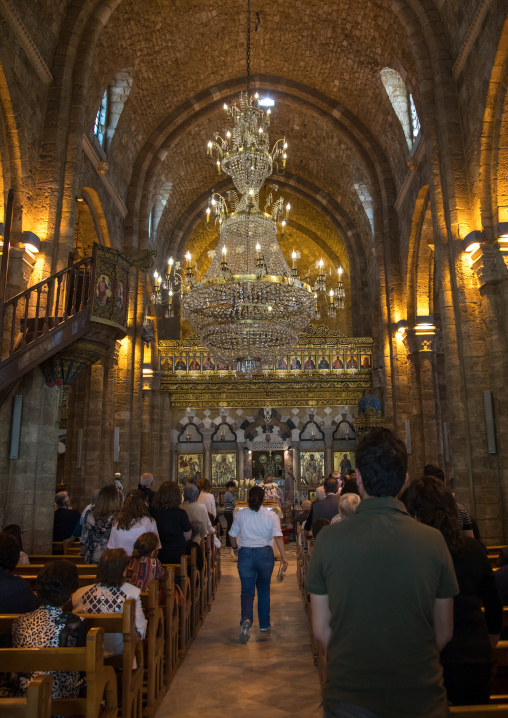 Sunday mass in St Georges greek orthodox church, North Governorate, Tripoli, Lebanon