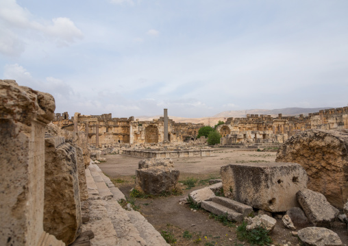 Antique ruins at the archeological site, Beqaa Governorate, Baalbek, Lebanon