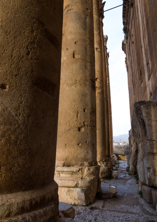 Columns  in the archaeological site, Beqaa Governorate, Baalbek, Lebanon