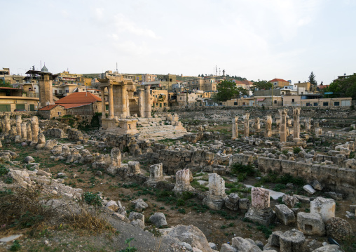 Antique ruins at the archeological site, Beqaa Governorate, Baalbek, Lebanon
