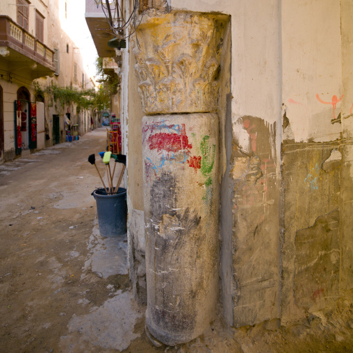 Antique column in a house in the medina, Tripolitania, Tripoli, Libya