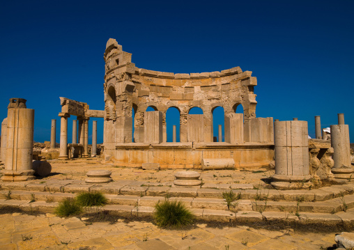 Market place in leptis magna, Tripolitania, Khoms, Libya