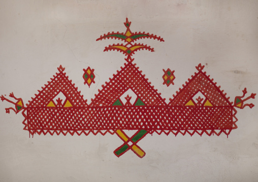 Berber eight-pointed star decorations on a wall, Tripolitania, Ghadames, Libya
