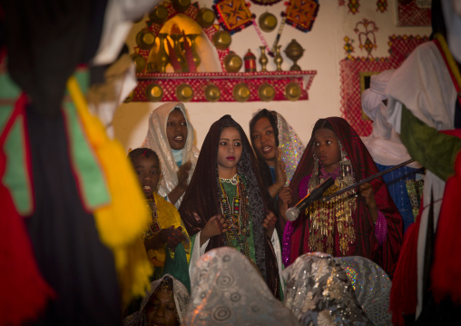 Tuareg girls in traditional clothing, Tripolitania, Ghadames, Libya