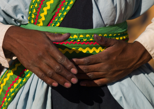 Tuareg man with his hands on a belt, Tripolitania, Ghadames, Libya