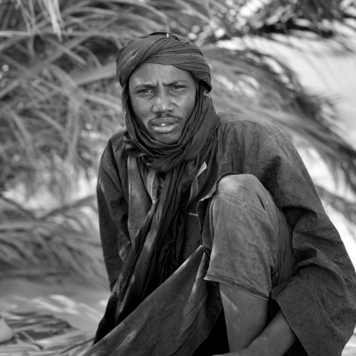 Portrait of a tuareg man in an oasis, Fezzan, Umm al-Maa, Libya