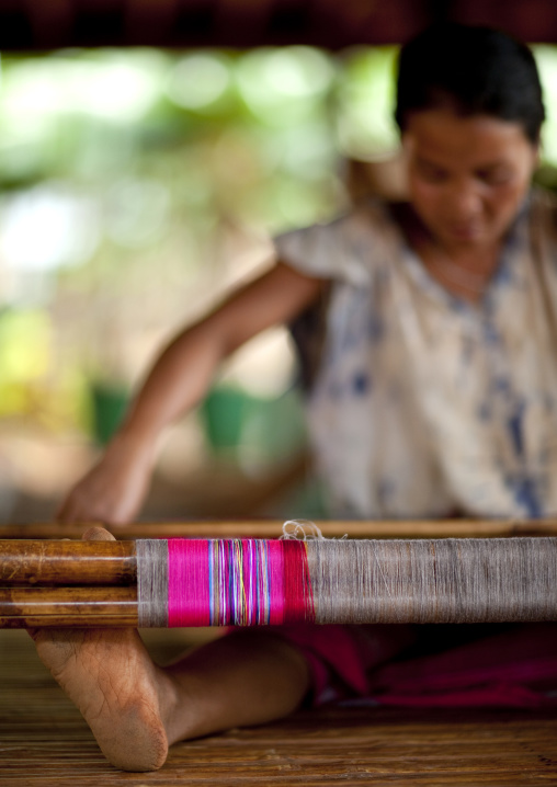 Bru woman weaving, Katou, Laos