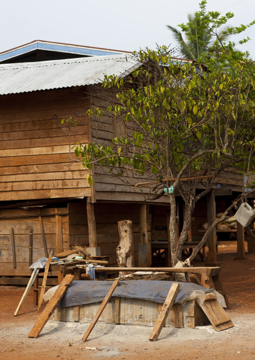 Coffin in a bru minority village, Katou, Laos