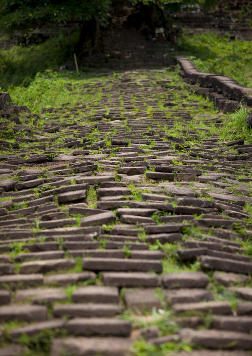 Wat phu khmer temple stairs, Champasak, Laos
