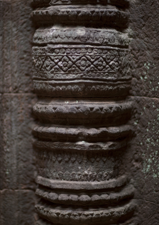 Window detail of middle level pavilion of wat phu, Champasak, Laos