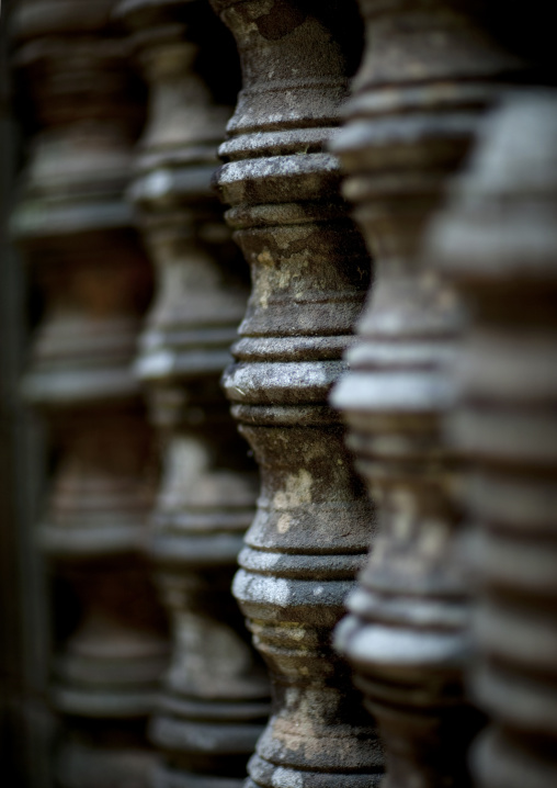 Window detail of middle level pavilion of wat phu, Champasak, Laos