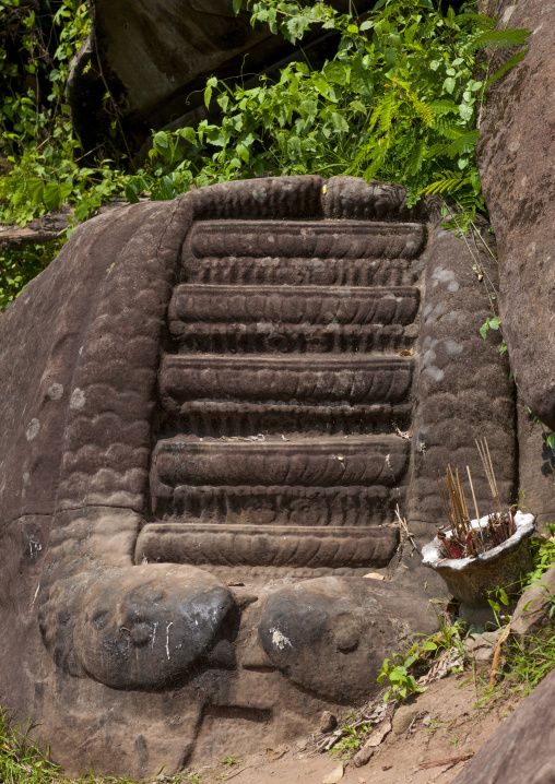 Stairs at wat phu khmer temple, Champasak, Laos