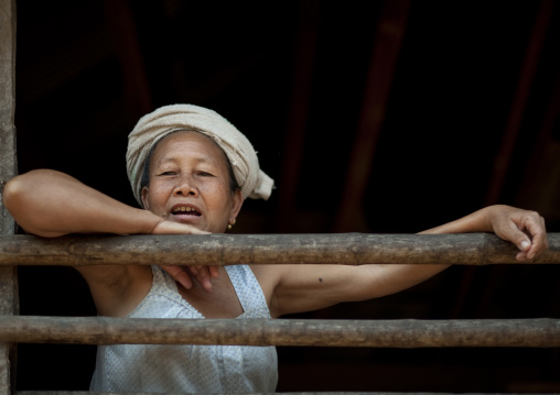 Lao lum tribe old woman, Pakbeng, Laos