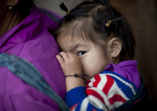 Shy thai kaho minority girl, Ban sam kang, Laos