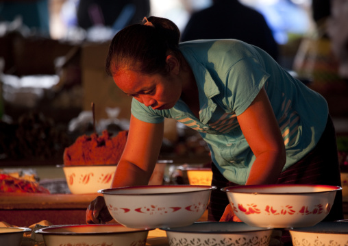 Woman in market, Muang sing, Laos