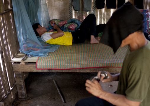 Hmong shaman during a ceremony, Muang sing, Laos