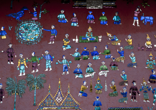 Decorations in temple vat xieng thong, Luang prabang, Laos