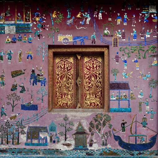 Decorations in temple vat xieng thong, Luang prabang, Laos