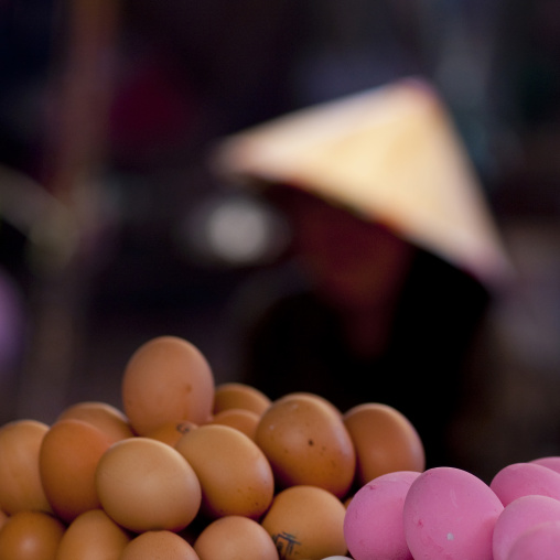 Eggs seller in a market, Vientiane, Laos