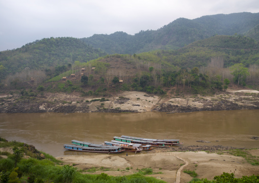 Border on the mekong river between laos and thailand, Houei xay, Laos