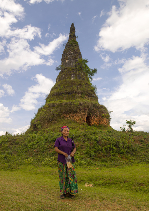 Old stupa coverd by grass, Phonsavan, Laos