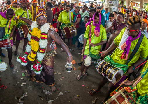 Hindu Devotee In Trance During The Annual Thaipusam Religious Festival In Batu Caves, Southeast Asia, Kuala Lumpur, Malaysia