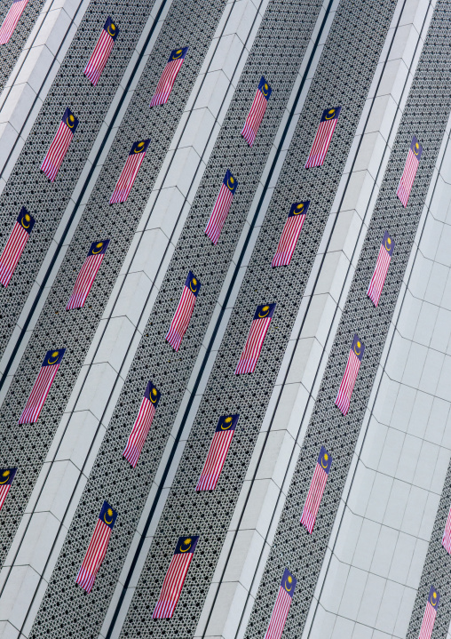Malaysian Flags On A Skyscaper, Fkual Lumpur, Malaysia