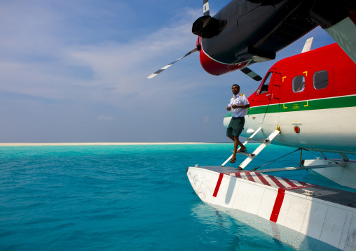 Maldivian Air Taxi Seaplane At Soneva Fushi Hotel, Baa Atoll, Maldives